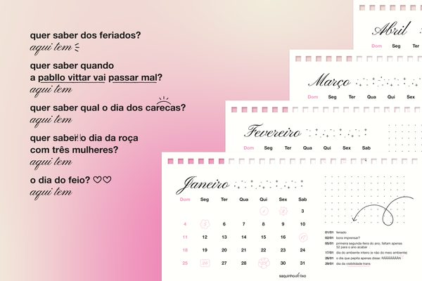 calendário 2026 saquinho de lixo